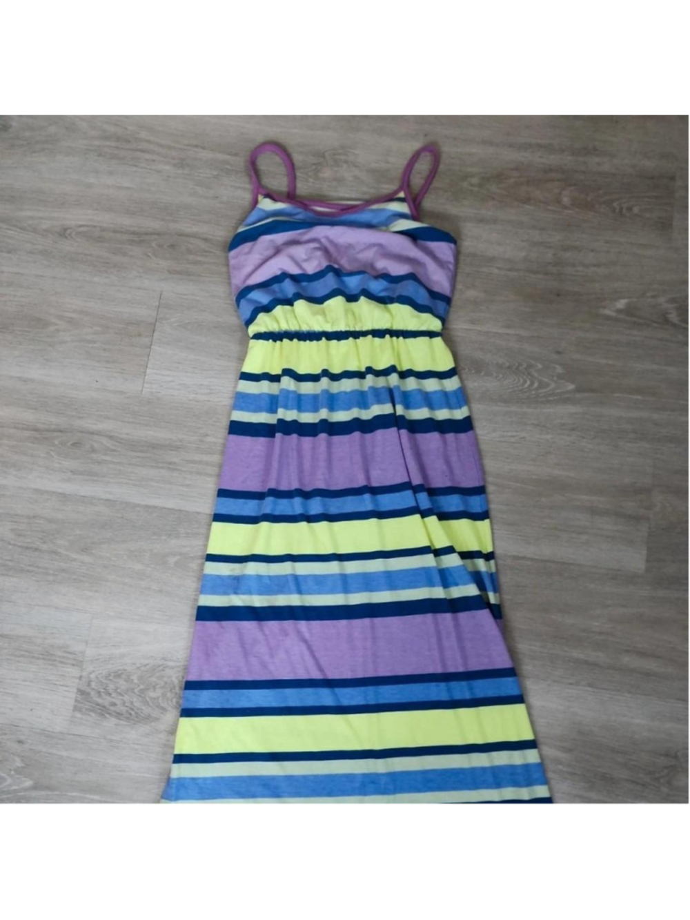 Mossimo horizontal striped dress in purple, blue, and yellow
